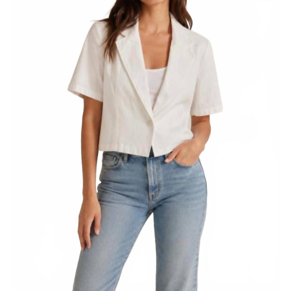NEW J. SOCIETY twill short sleeve one button blazer in white